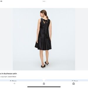 Jcrews BLACK  BOW BACK SHIFT DRESS IN DUCHESS SATIN